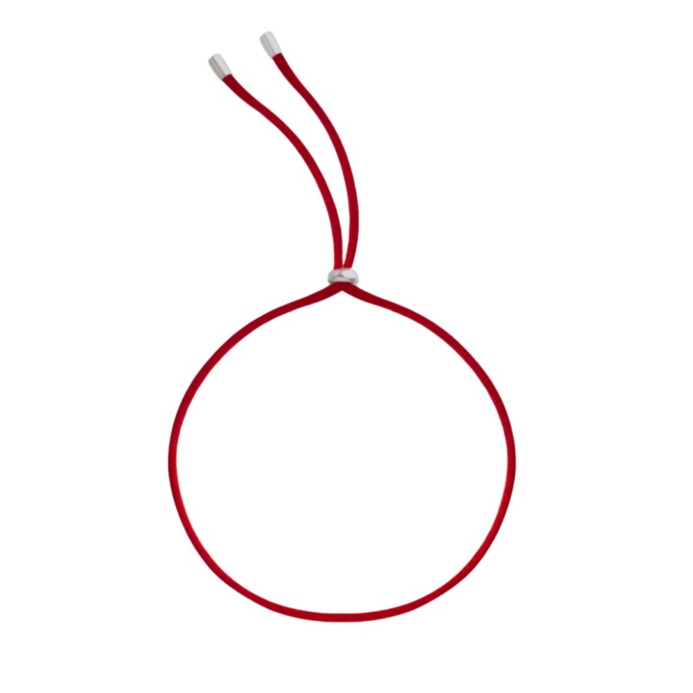 Kabbalah bracelet — red Italian satin cord with sterling silver tips and slider