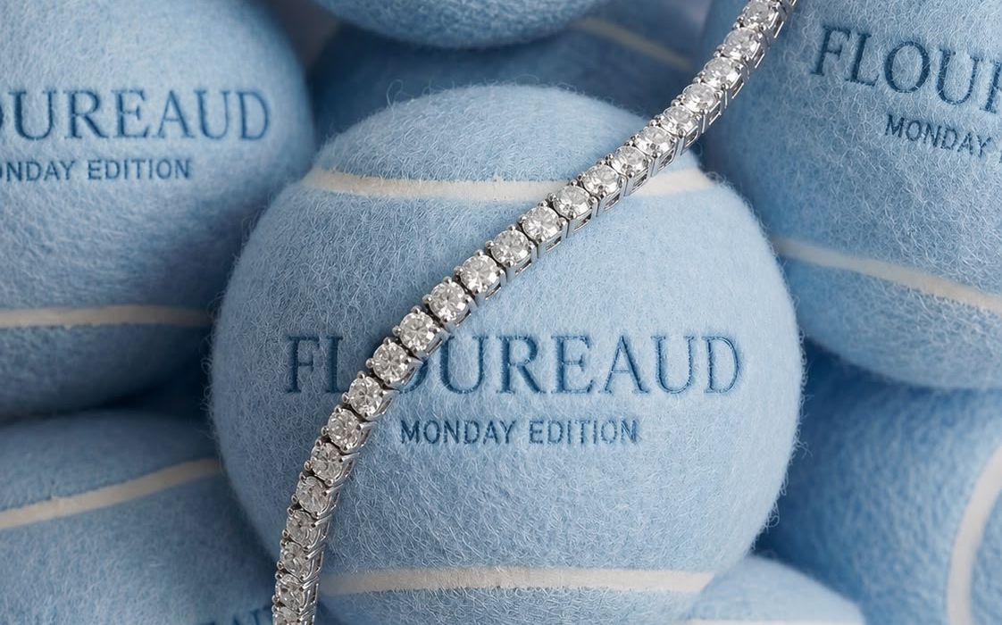 The Riviera — an unbroken line of cut stones over blue felt